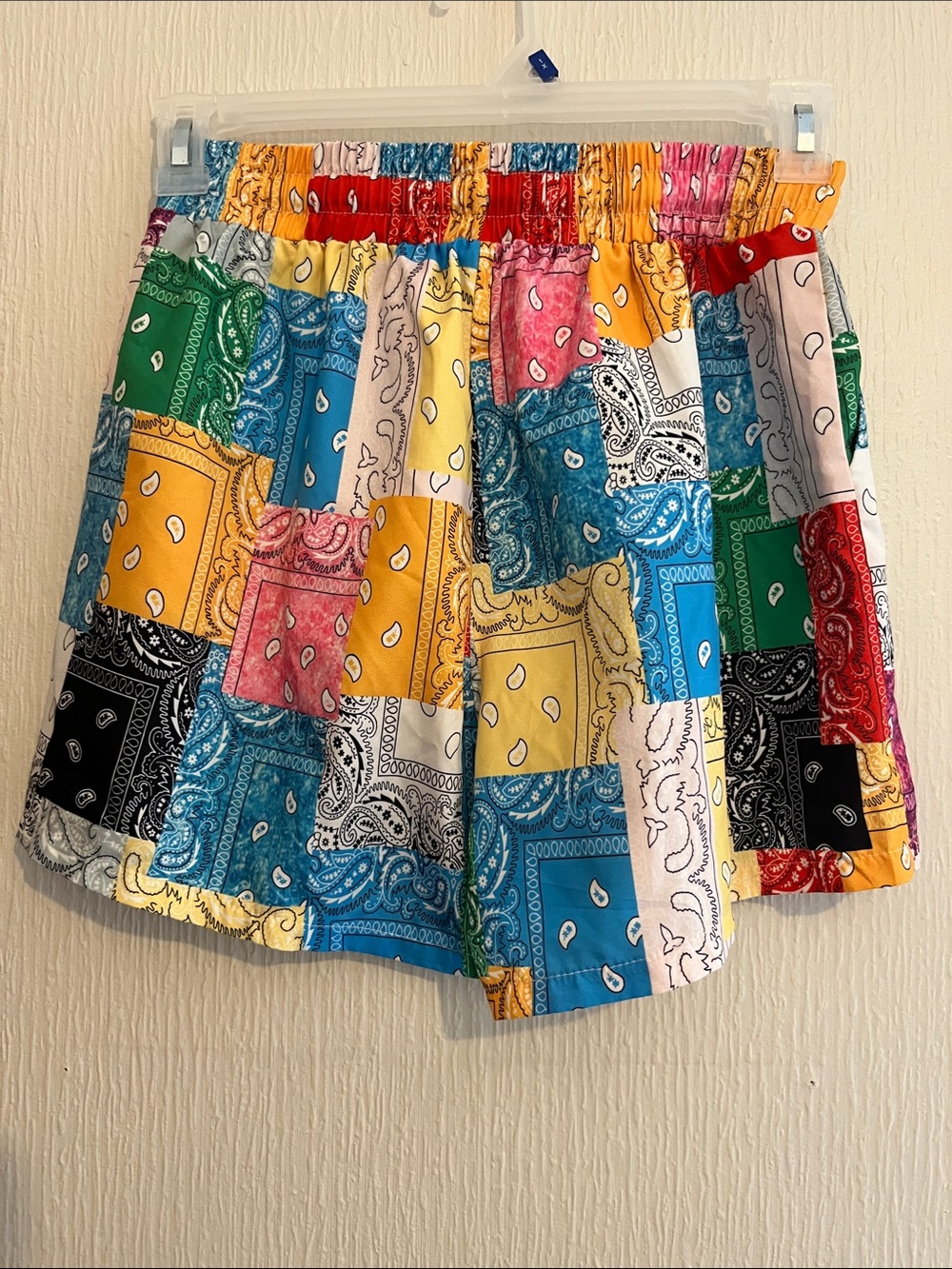 Multi-Color Bandana Patchwork Drawstring Shorts - Picture 3 of 4